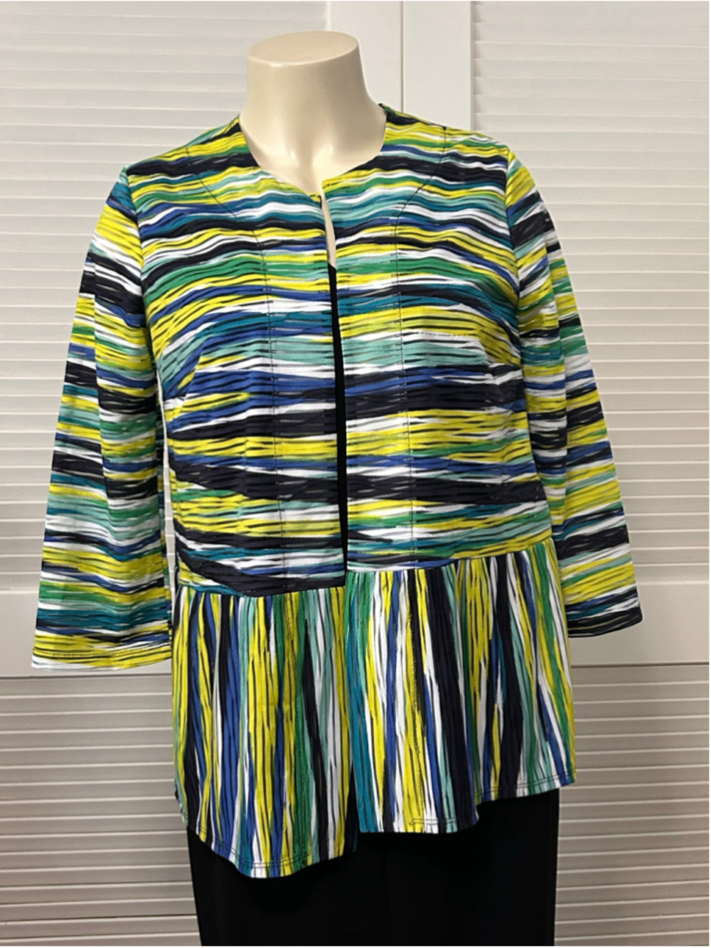 Travel Elements Multicolor Striped Peplum Blouse Size S